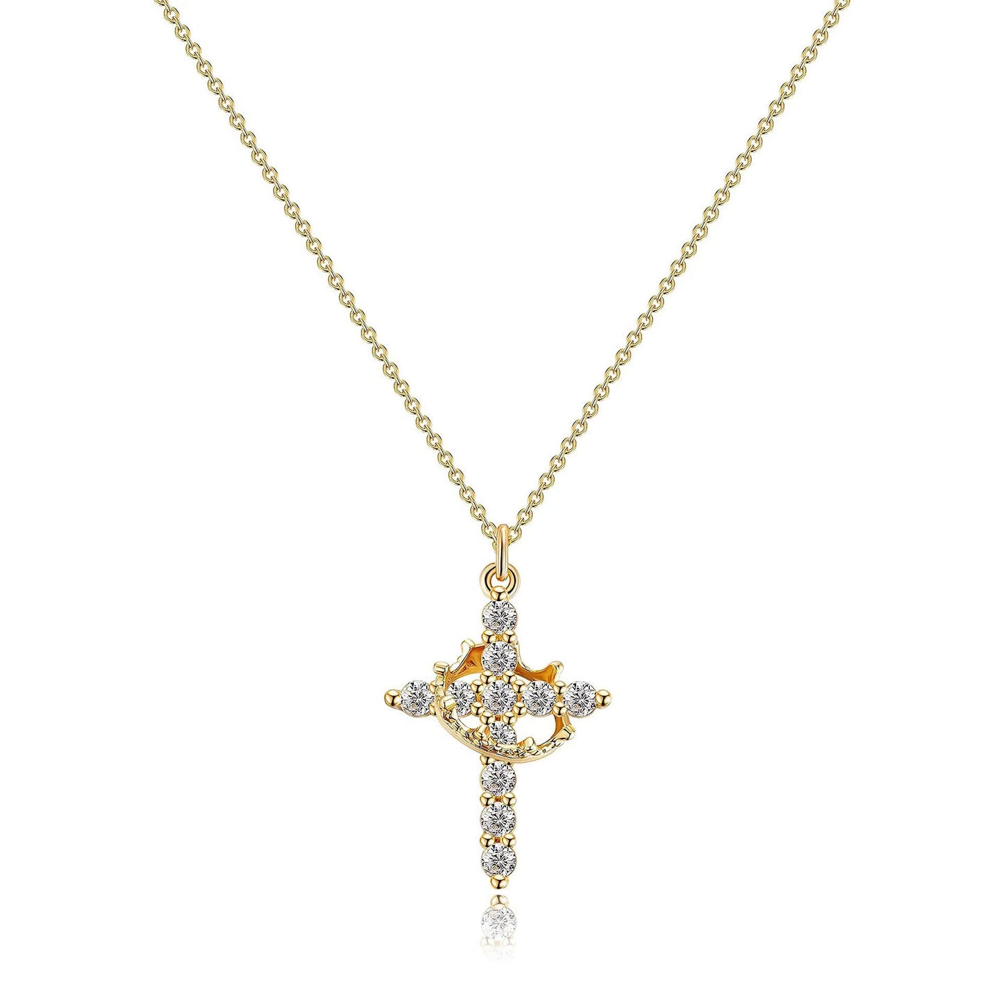 β¨ Sparkling Cross & Moon Necklace β¨