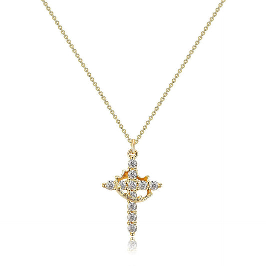 ✨ Sparkling Cross & Moon Necklace ✨