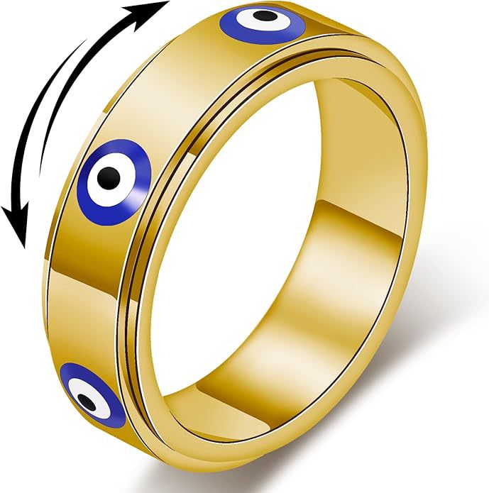 🔮 Evil Eye Protection Ring – Gold Tone