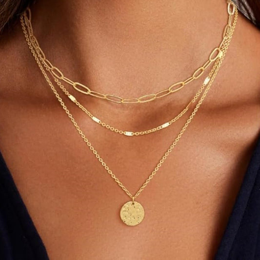 Layered Gold-Plated Copper Necklace Set