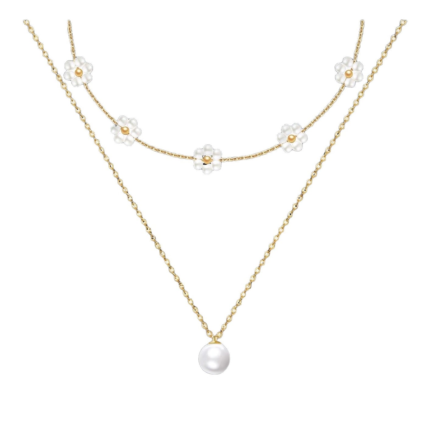 ✨ Layered Floral Pearl Necklace – Elegant & Feminine ✨