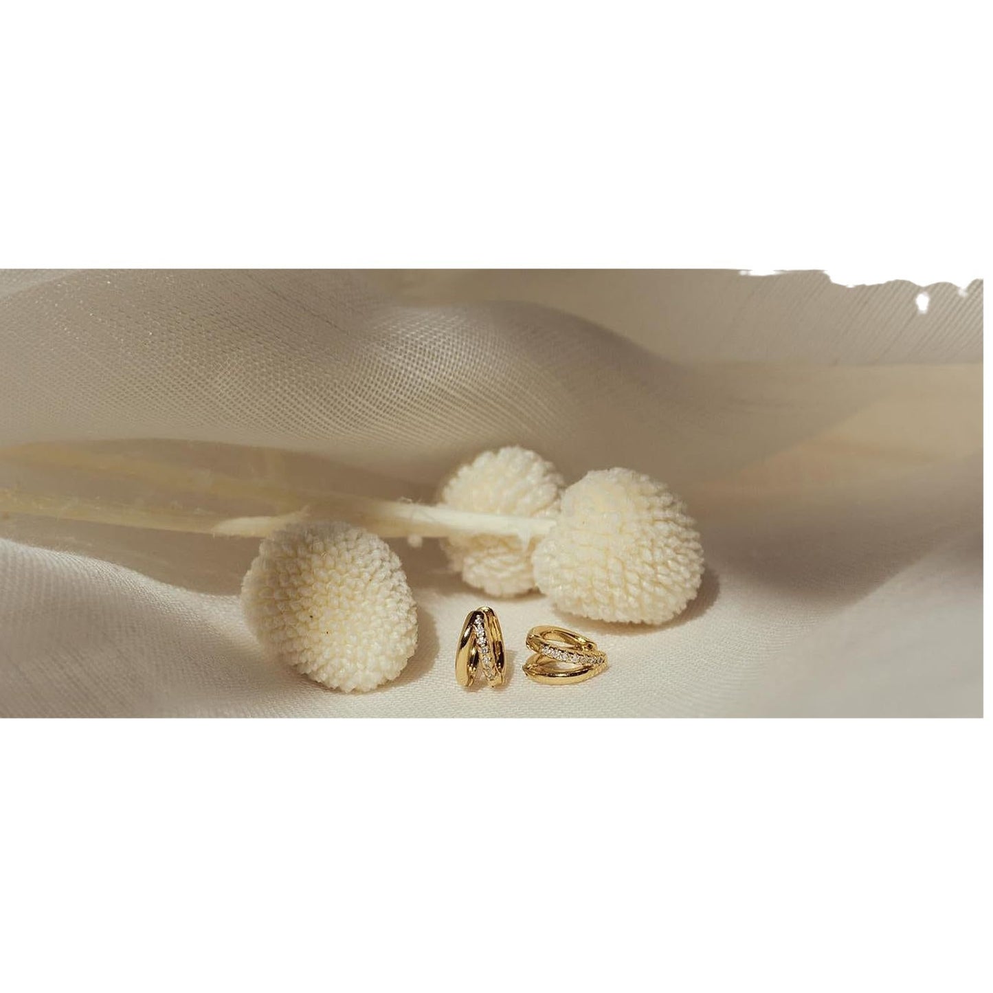 ✨ Minimalist Gold Huggie Earrings with Crystals ✨