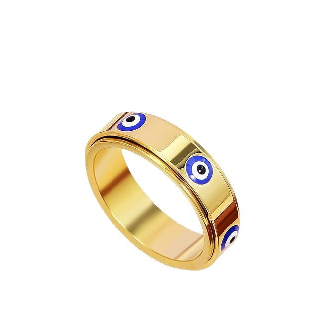 🔮 Evil Eye Protection Ring – Gold Tone