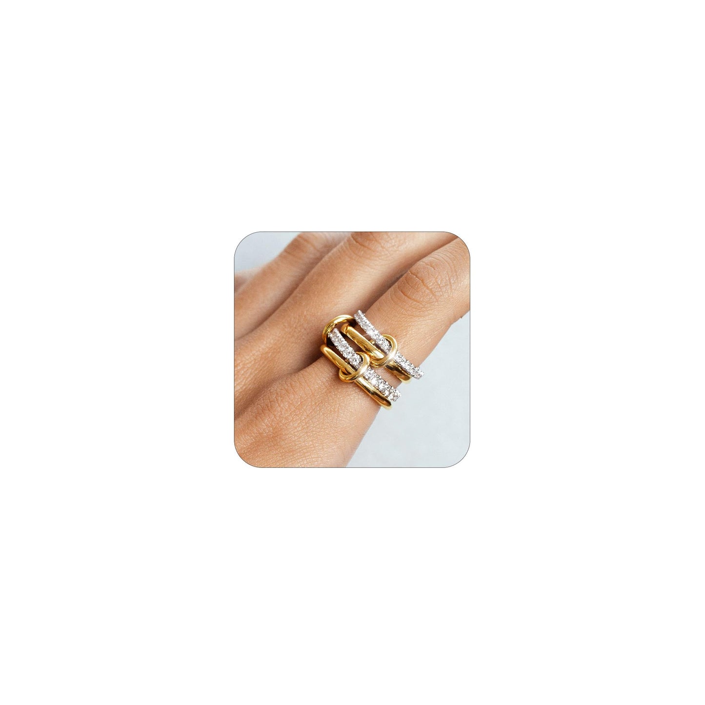 ✨Dual-Tone Crystal Ring Set✨