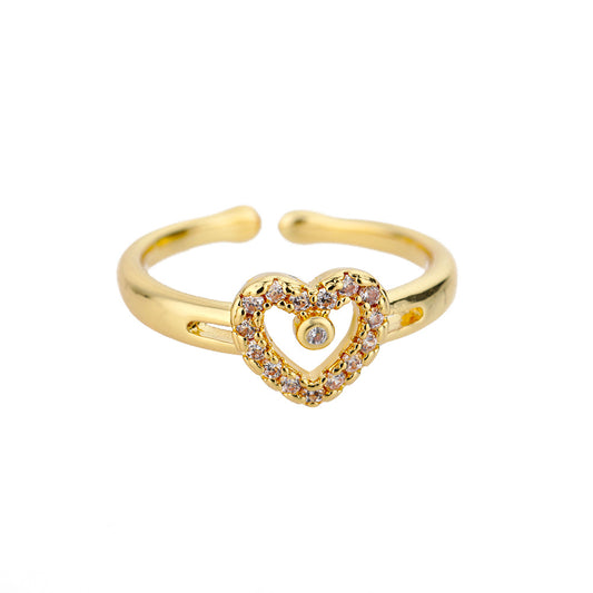 💛 Gold Heart Open Ring – Sparkle with Love 💛
