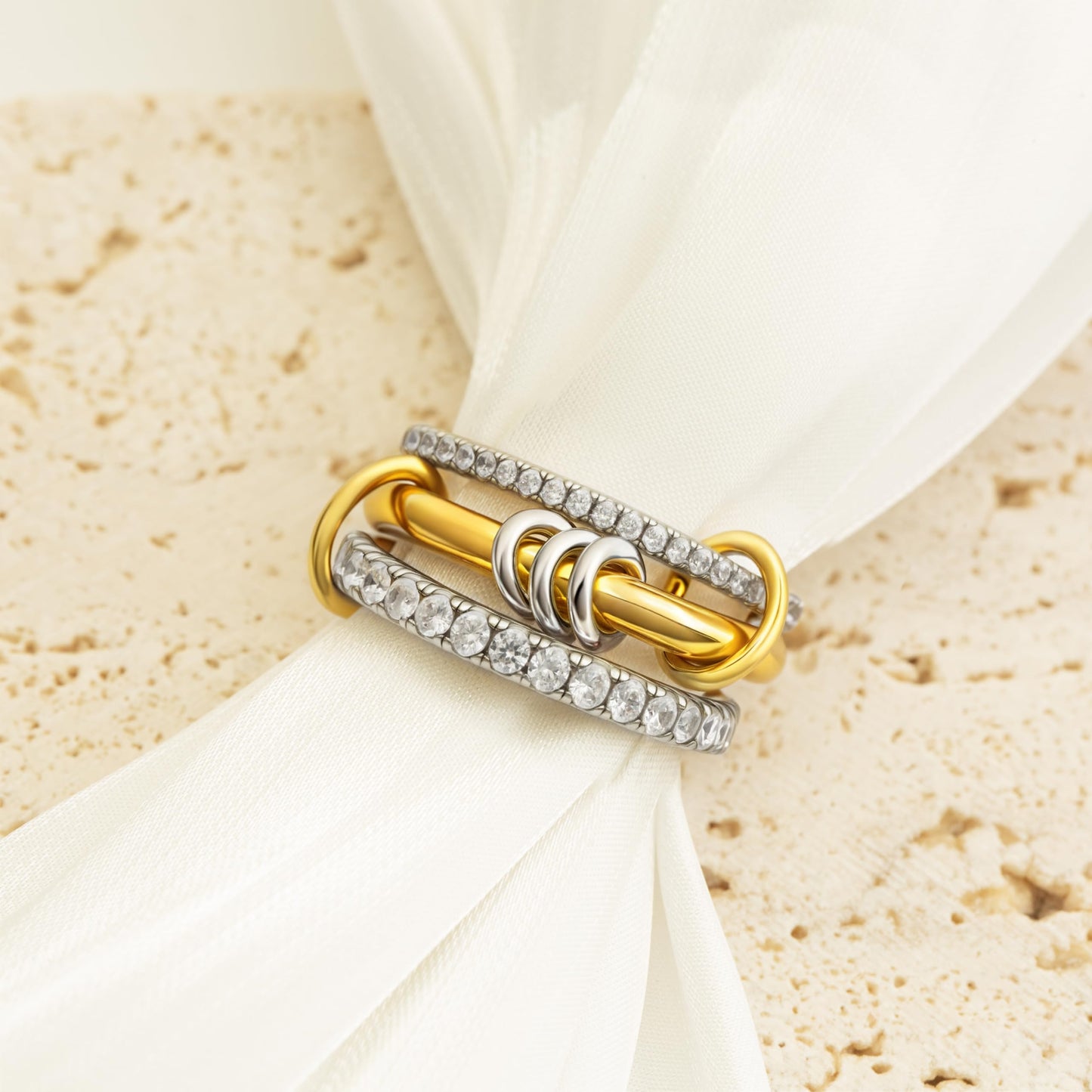 ✨Radiant Dual-Tone Crystal Ring✨