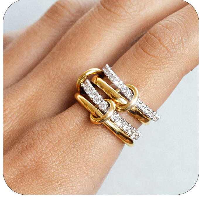 ✨Dual-Tone Crystal Ring Set✨