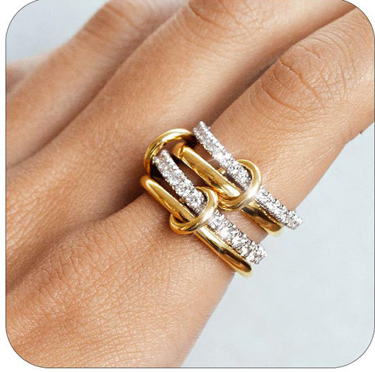 ✨Dual-Tone Crystal Ring Set✨