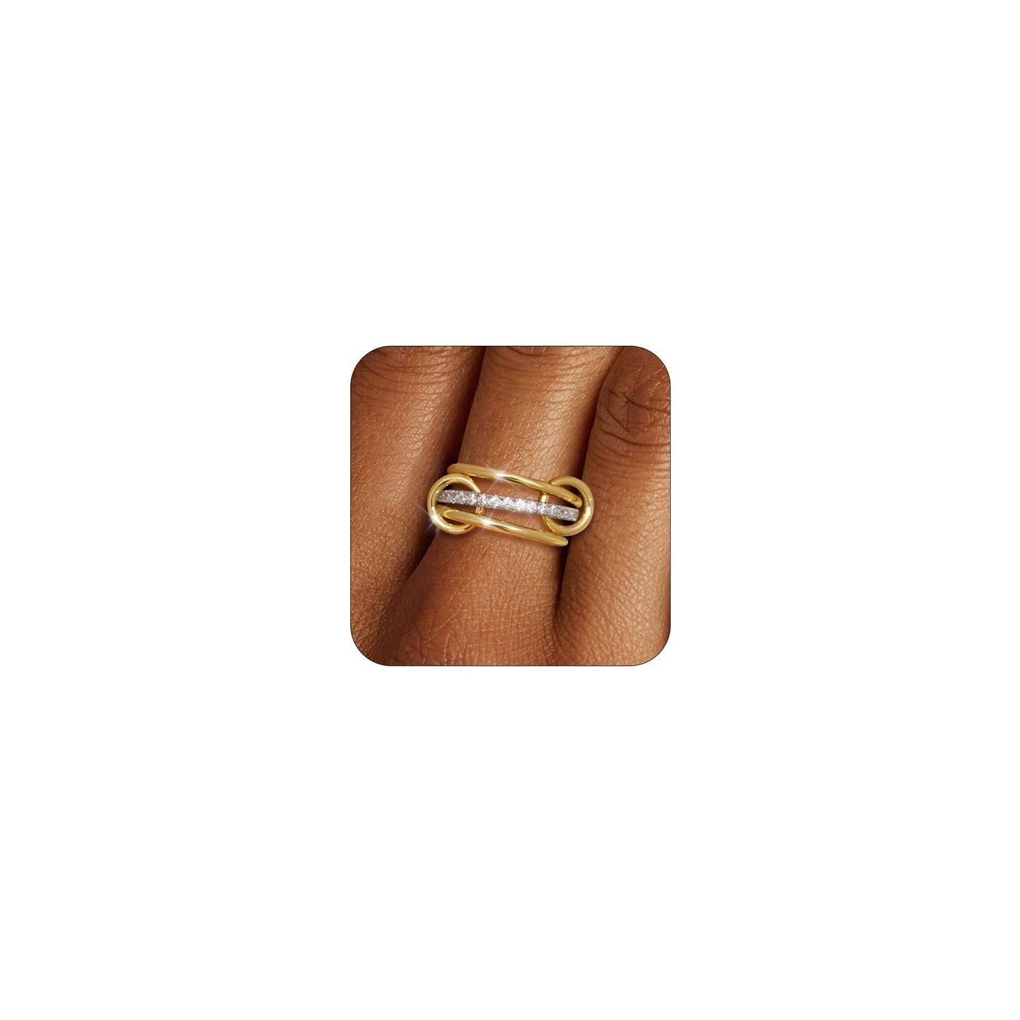 ✨Dual-Tone Crystal Ring Set✨