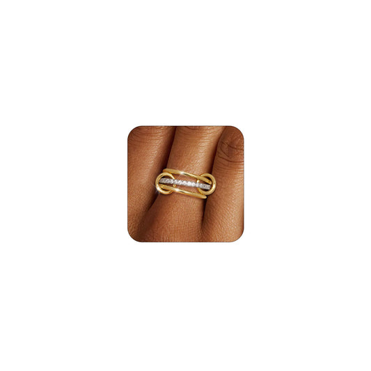 ✨Dual-Tone Crystal Ring Set✨